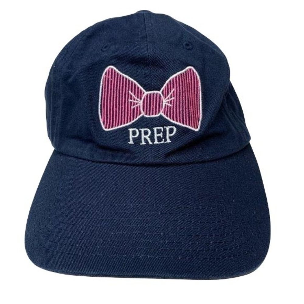 Southern Girl Prep Baseball Hat Navy Pink Bow Prep Embroidered Adjustable